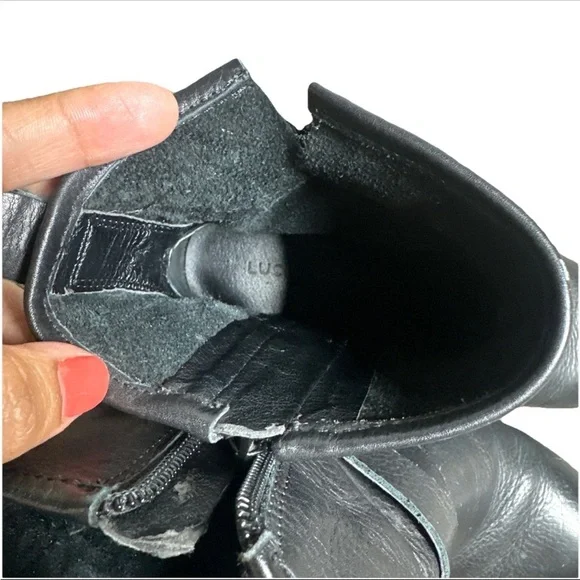 Lucky Brand Womens Western Orenzo Motorcycle Boots Black Leather Mid Calf Zip 7 - Picture 13 of 14